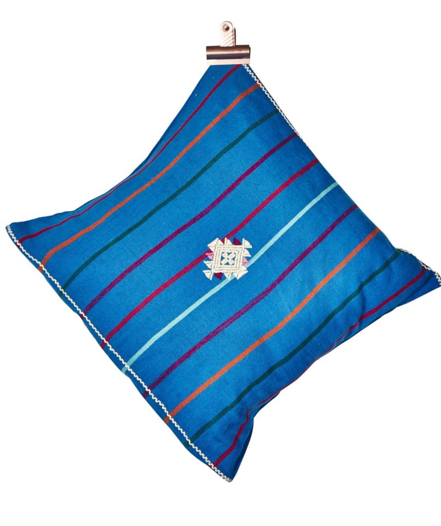 Hi Cacti Blue Mexican Boho Cushion Cover