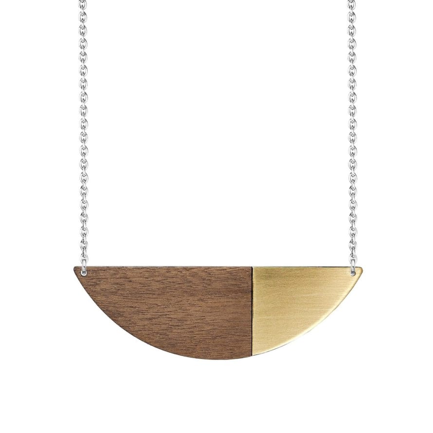 A New Form The Brass and Wood Alexandra Necklace 