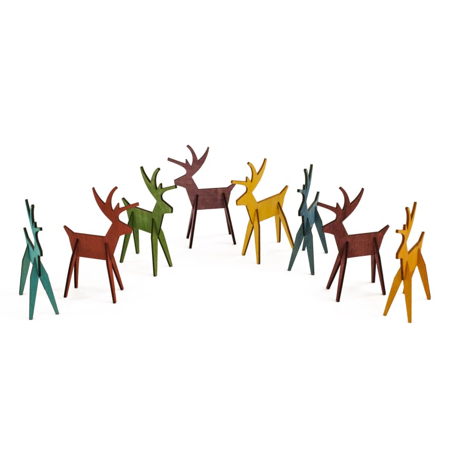 Design Ideas Alpine Reindeer Set of 8 Extra Small Assorted Colours 