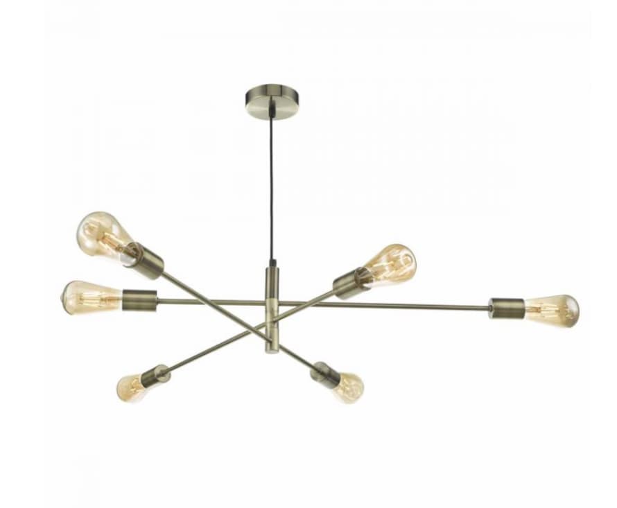 Där Lighting Antique Brass Alana 6lt Pendant Light 