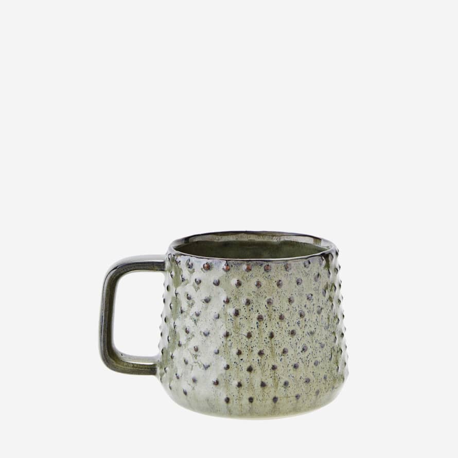 Madam Stoltz Dot Textured Green Mug