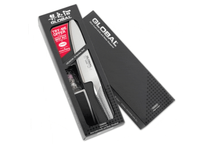 Global Grunwerg Chefs Knife With Sharpener G 2220 BR