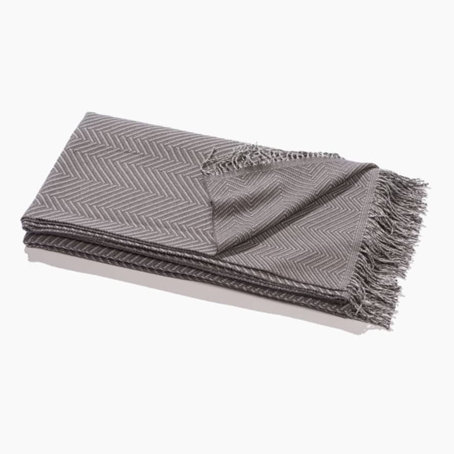 Catharina Mende Bed Blanket, Herringbone Calm, Woven Extra Fine Merino 