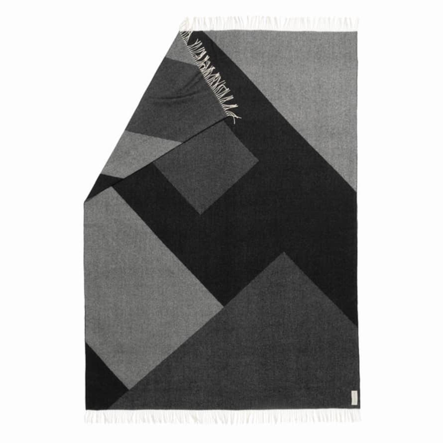 Catharina Mende Throw/Blanket, Geometric Planes Grey, Woven Merino & Cashmere 