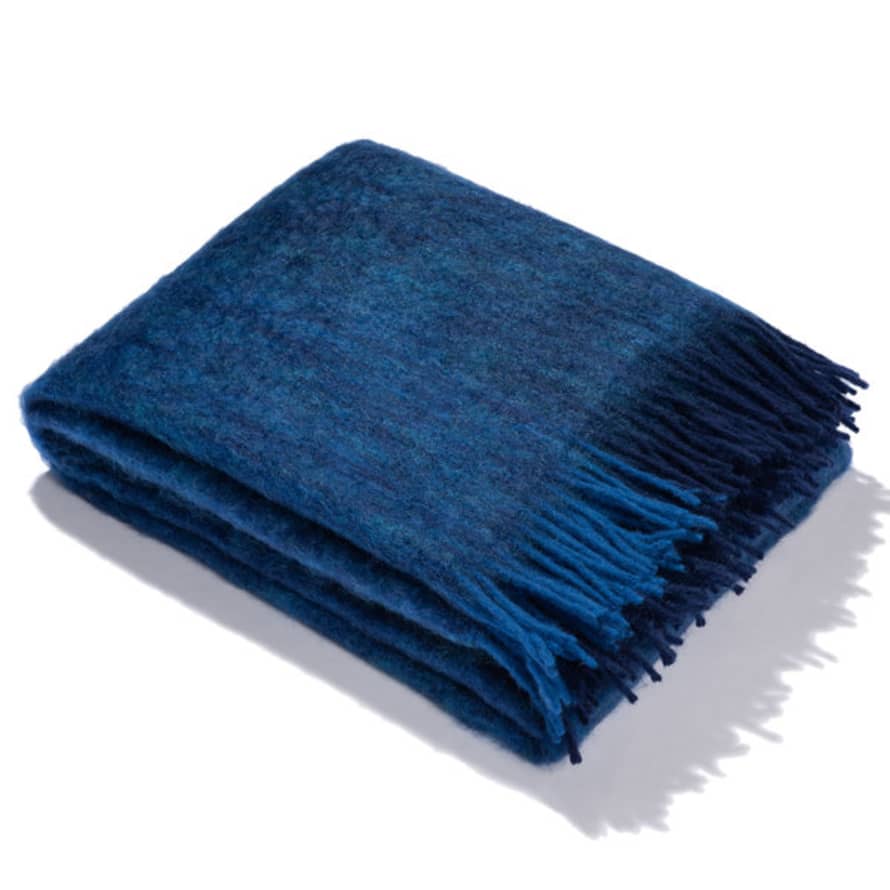 Catharina Mende Blanket, Sizzling Blue, Woven Mohair & Wool 