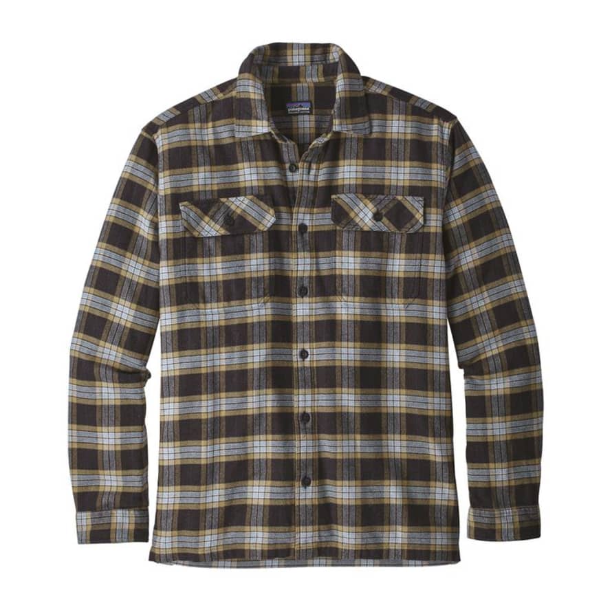 Patagonia Black Migration Plaid Fjord Flannel Shirt 