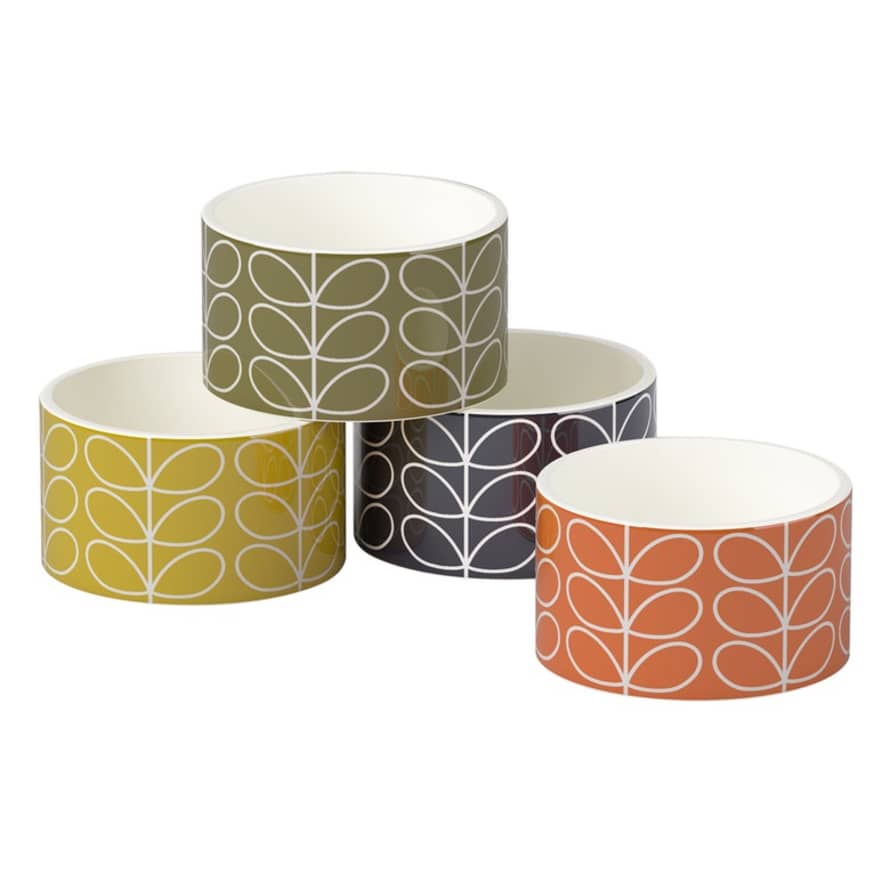 Orla Kiely Set of 4 Ceramic Linear Stem Print Ramekin 