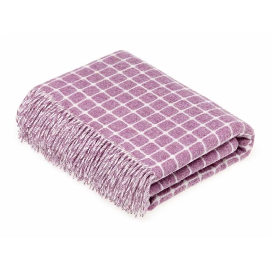 Bronte by Moon Lilac Athens Check Luxury Merino Lambswool Throw 140cm x 185cm