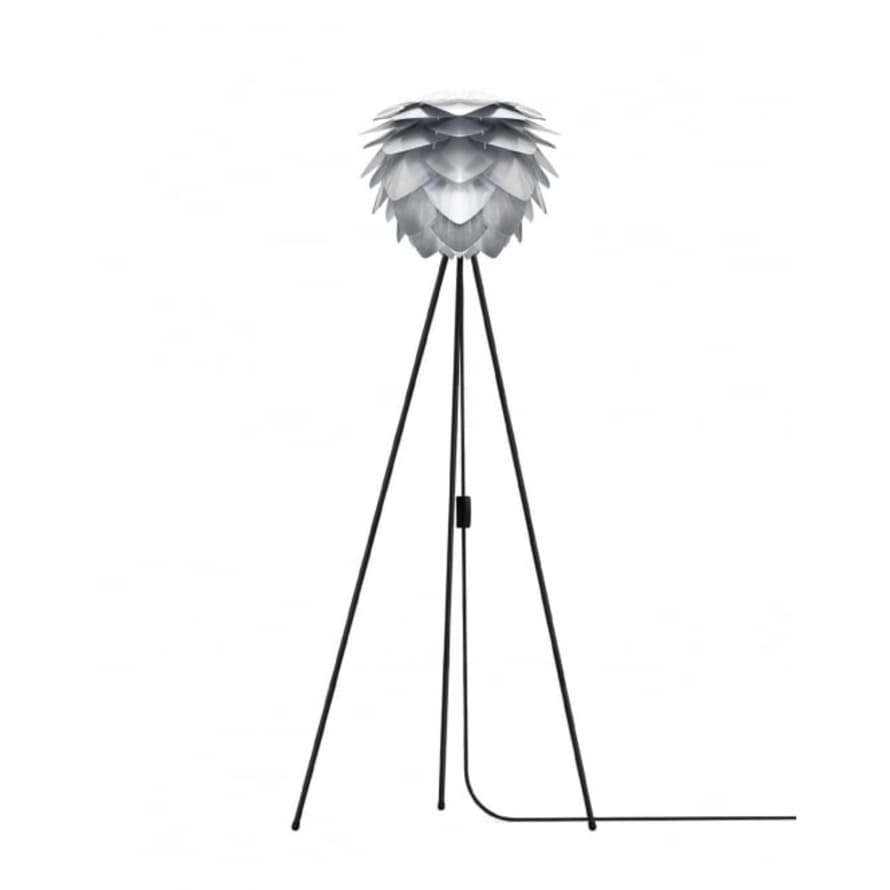 UMAGE Mini Steel Silvia Floor Lamp with Black Tripod 