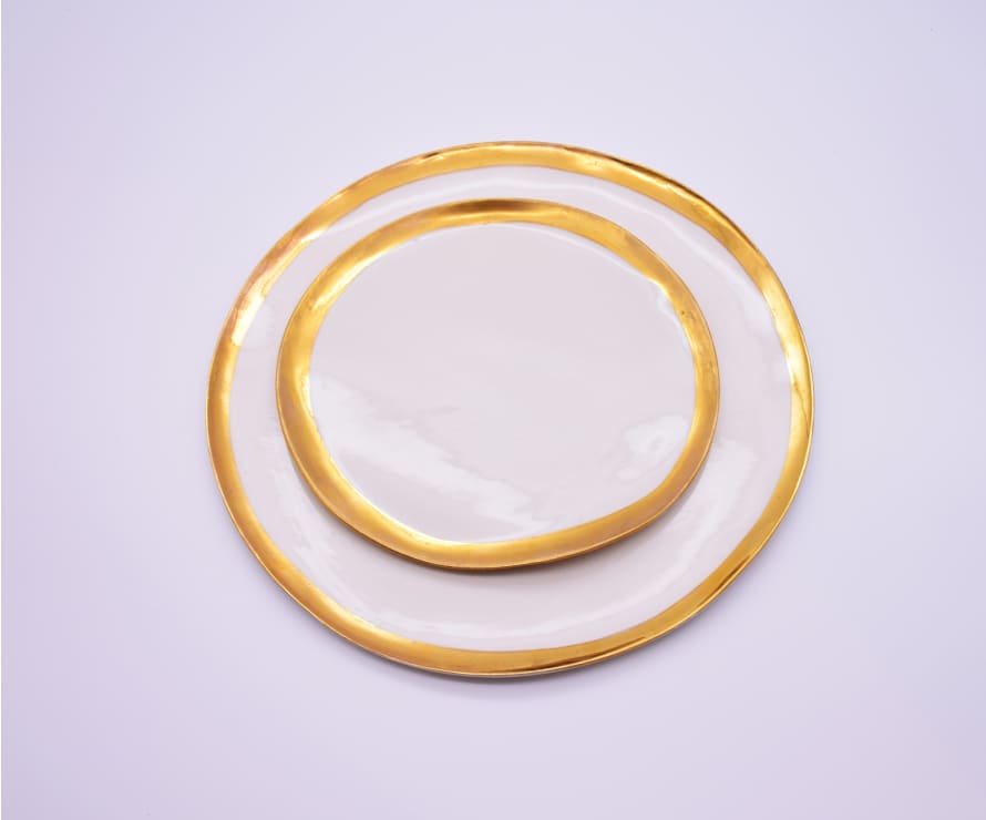 Bertozzi  20cm Gold Stripe Handmade Plate