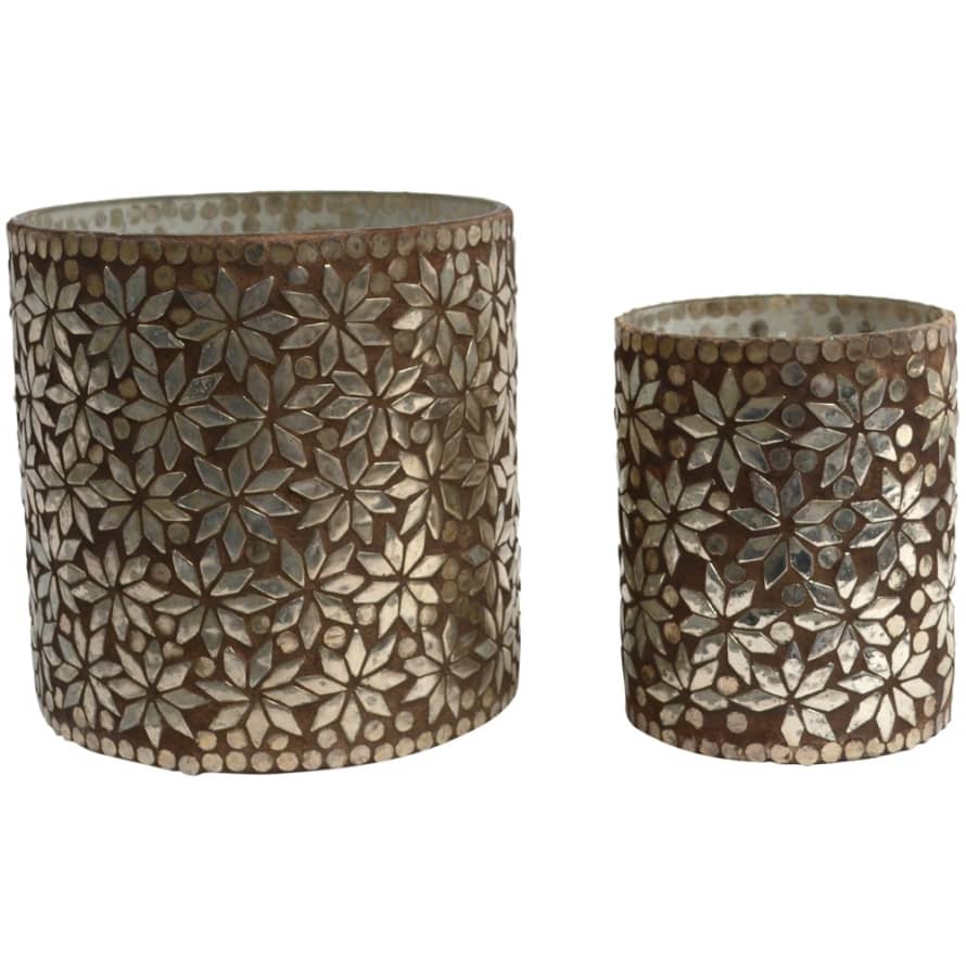 Grand Illusions Small Star Mosaic Hurricane Candle Holder