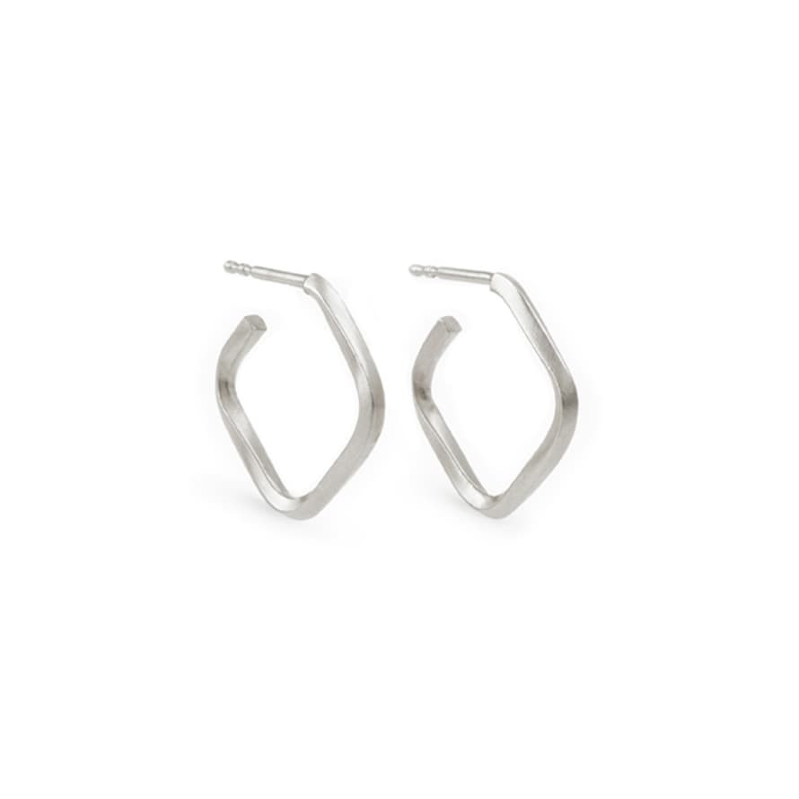 Isager by Signe Isager  Silver Helix Square Hoops