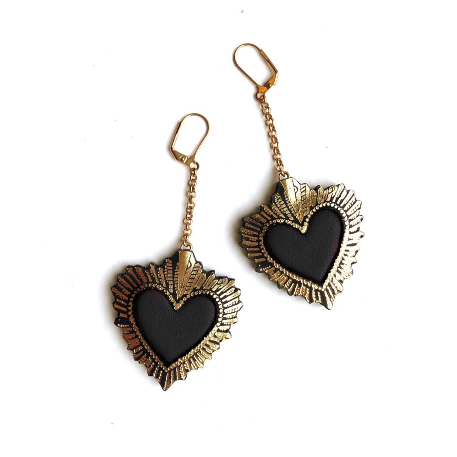 Rosita Bonita  Black Sacred Heart Earrings