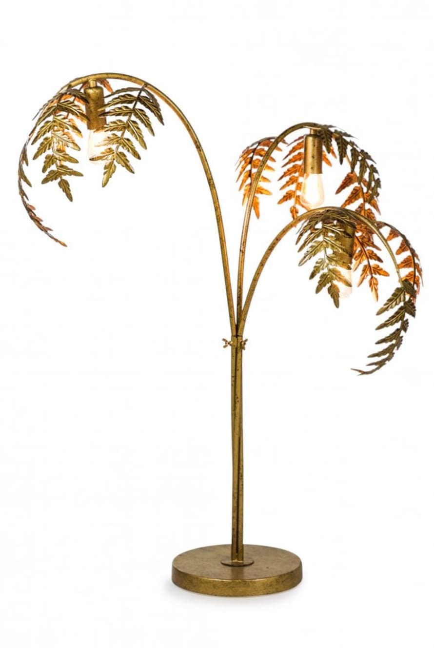 The Home Collection Antique Gold Palm Leaf Table Lamp