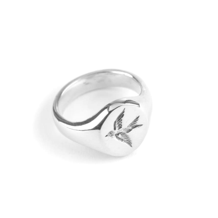 Louise Wade 925 Sterling Silver Swallow Signet Ring