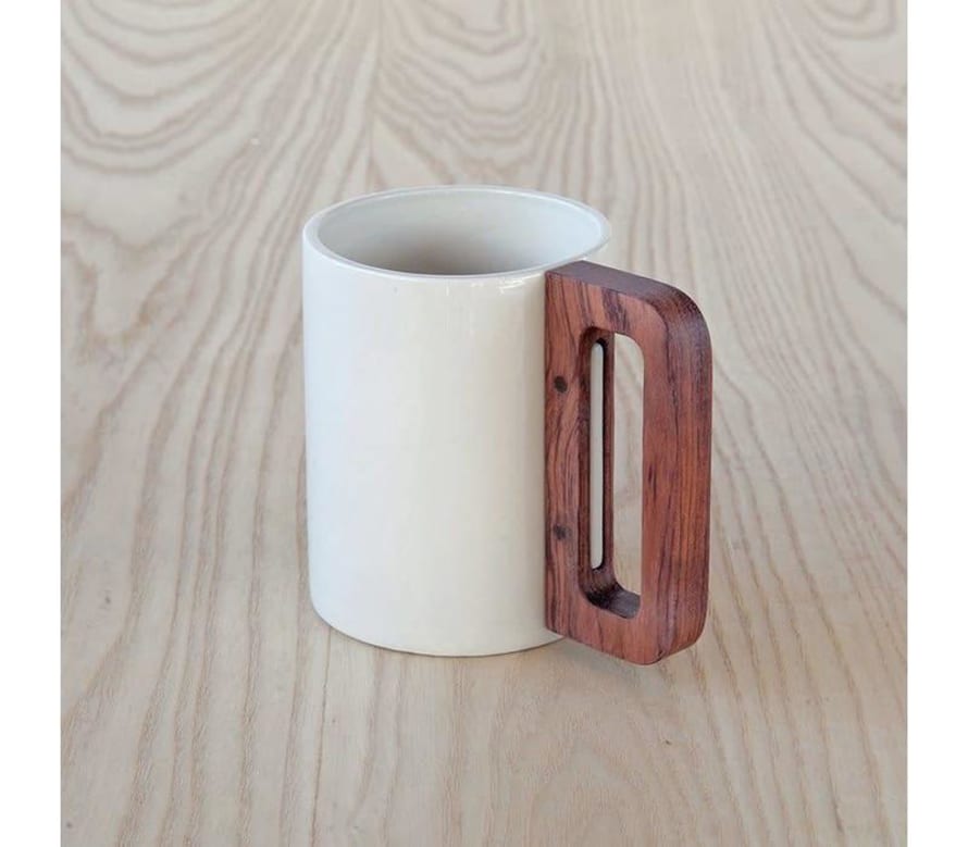 Matímañana White With Wooden Handle Mug 