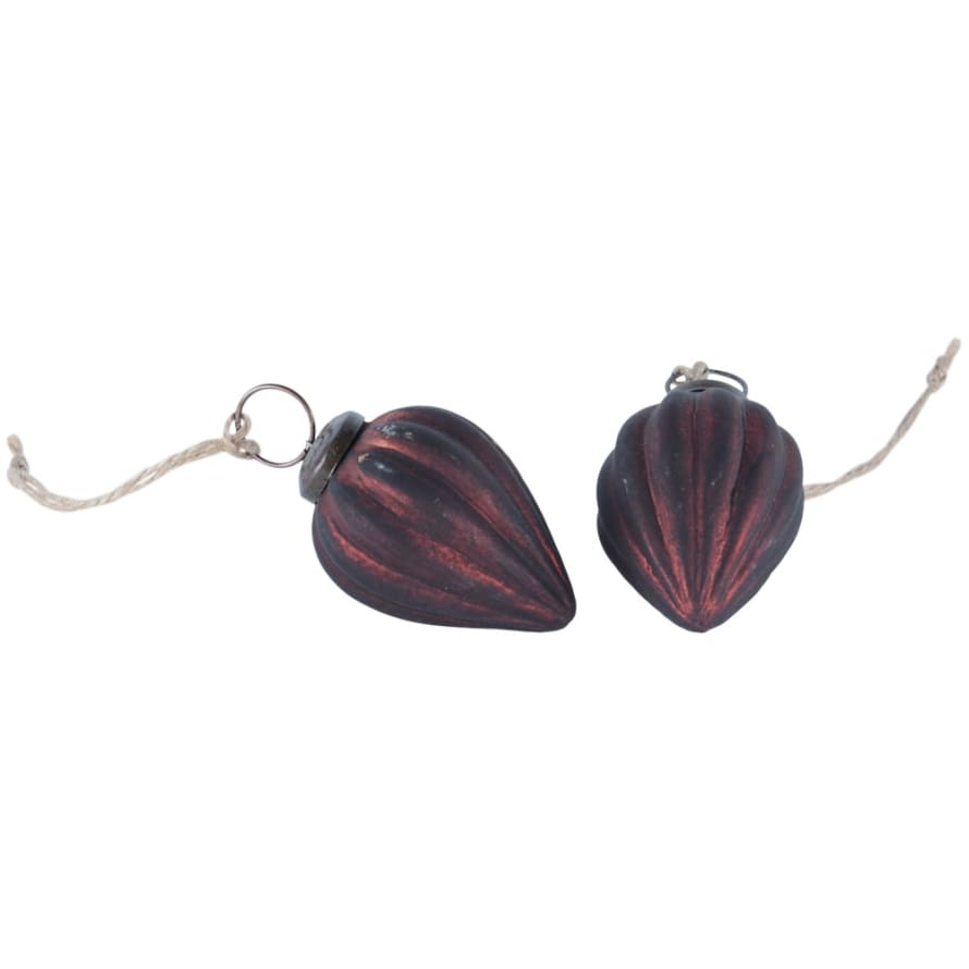 Grand Illusions Ribbed Gourd Christmas Decoration - Matt Red (Set of 2)