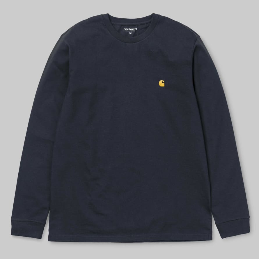 Carhartt Dark Navy Gold Long Sleeve Chase Tee 