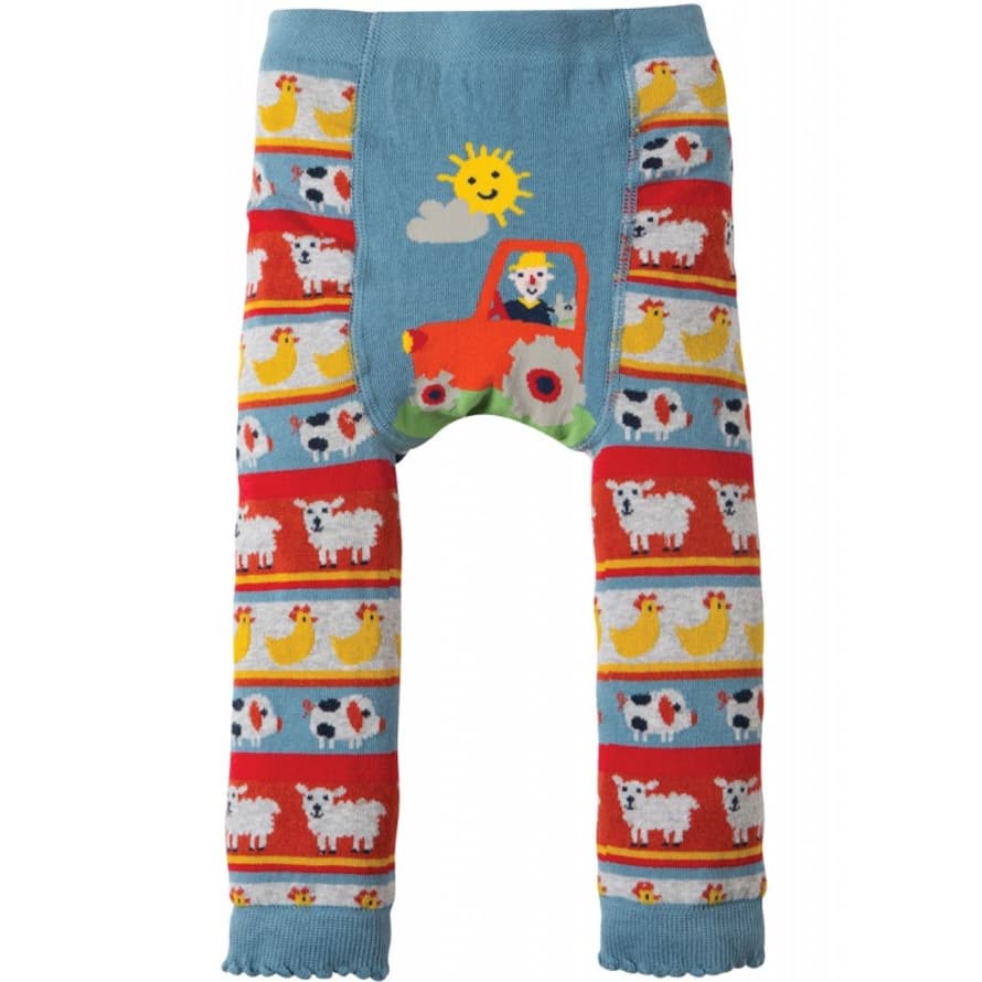 Frugi 1 to 2 Years Tractor Fairisle Little Knitted Leggings