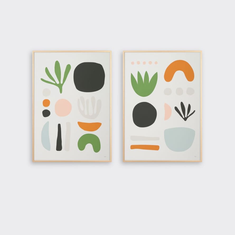 Tom Pigeon  Pair of A2 Seaweed Geometric Screen Prints