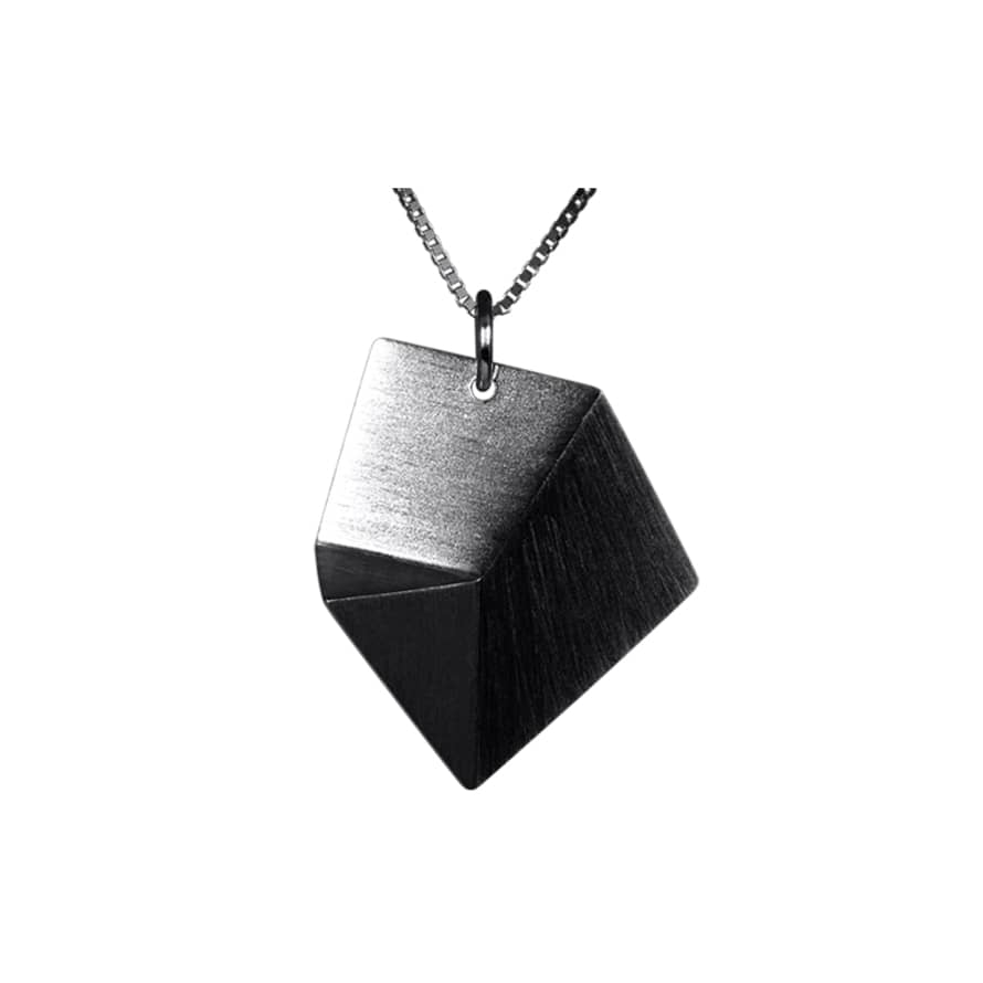 Sofie Lunøe Oxidized Silver Small Flake Pendant With Short Chain