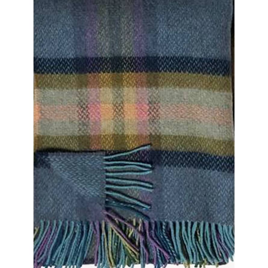 Luma Blue And Lights Check Merino And Cashmere Throw