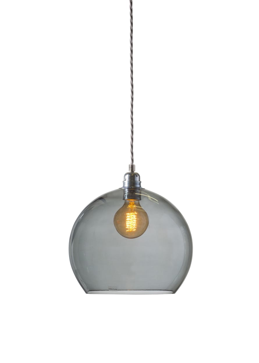 Luma Smokey Grey 22cm Silver Fitting Rowan Pendant Light