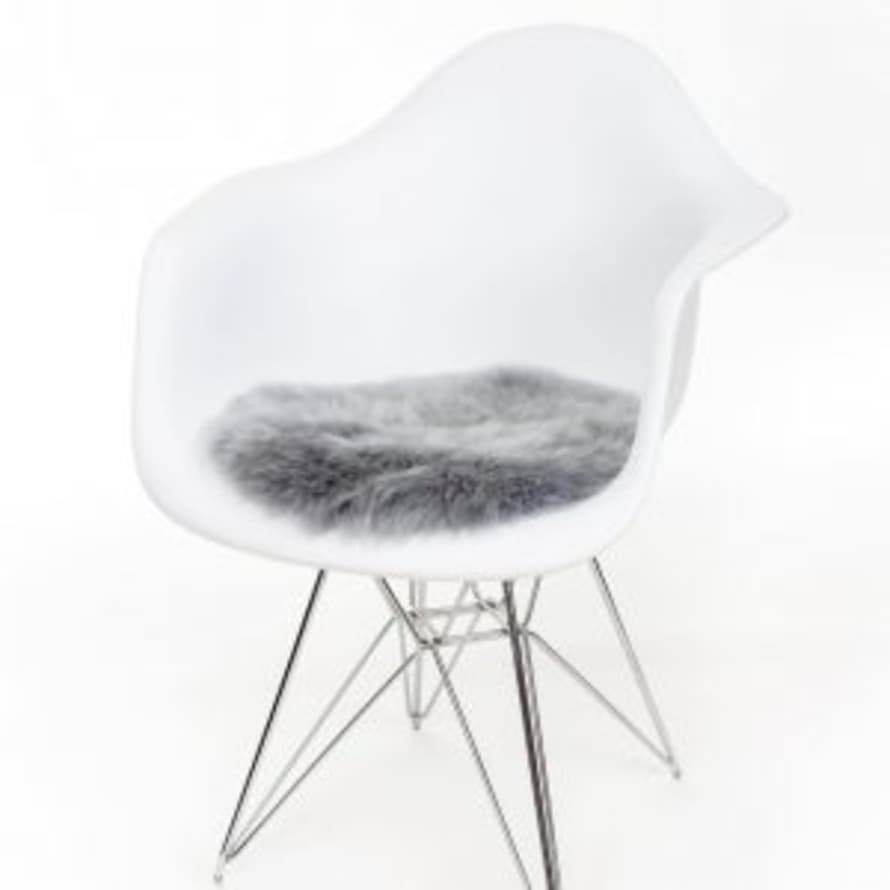 Fibre by Auskin Grey Platinum Silky Sheepskin Circular Seat Pad 