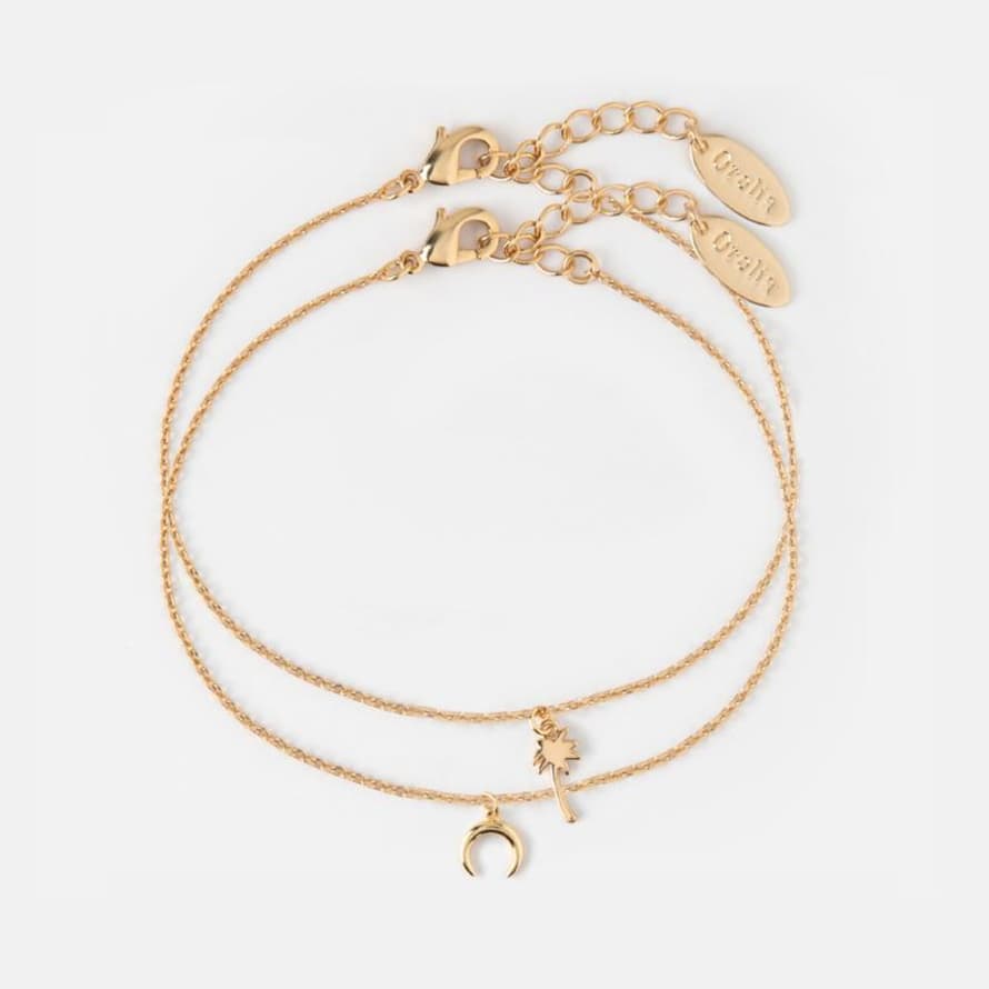 Orelia Palm Tree Crescent Anklet