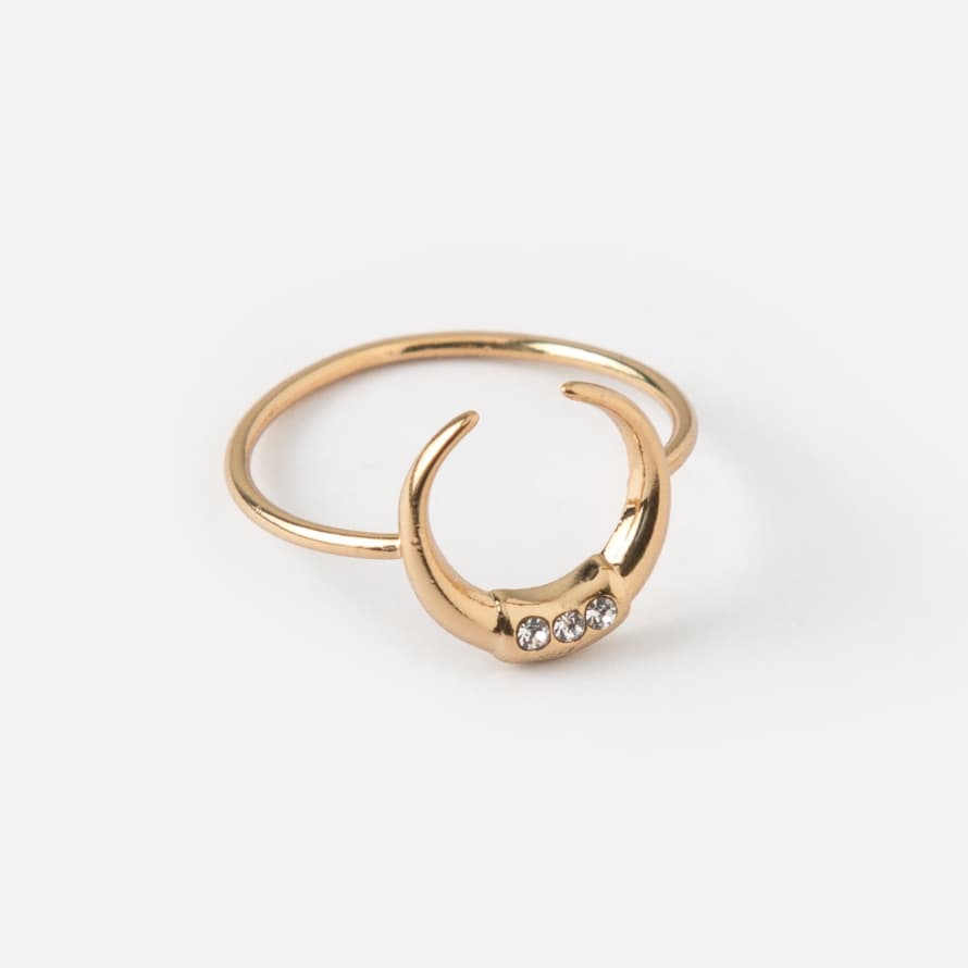 Orelia Gold Crystal Double Tusk Ring M/L