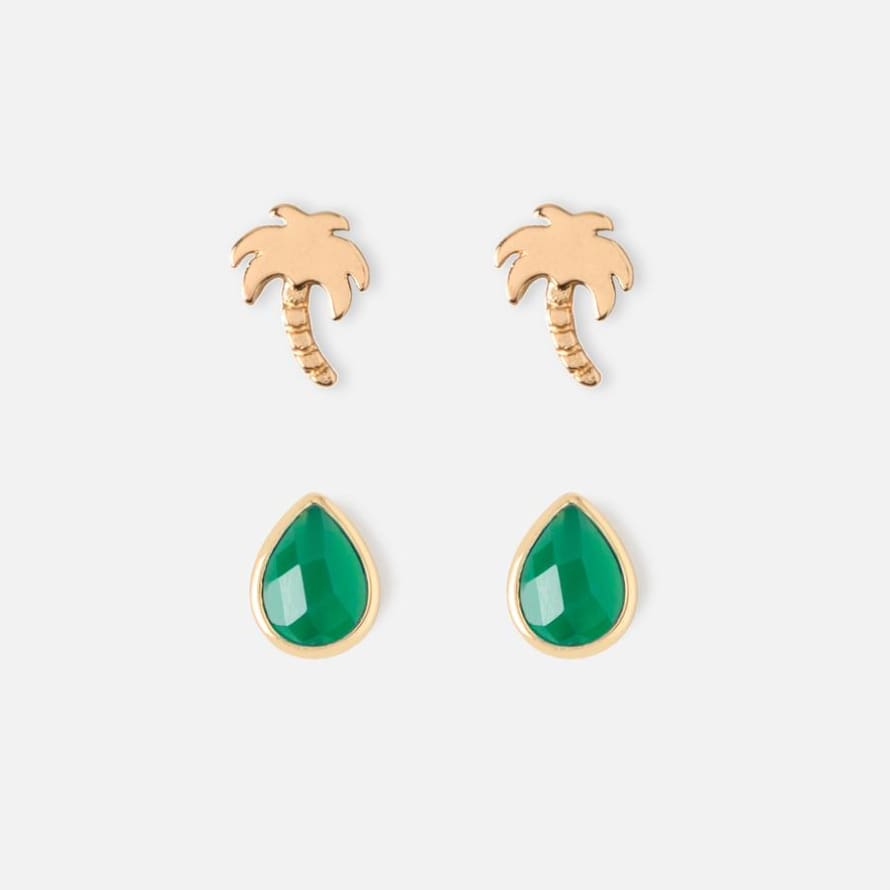 Orelia Palm Tree Semi Precious Drop Earrings