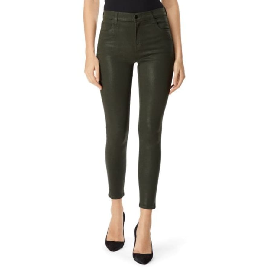 J Brand Coated Ivy Vine Alana High Rise Crop Jeans