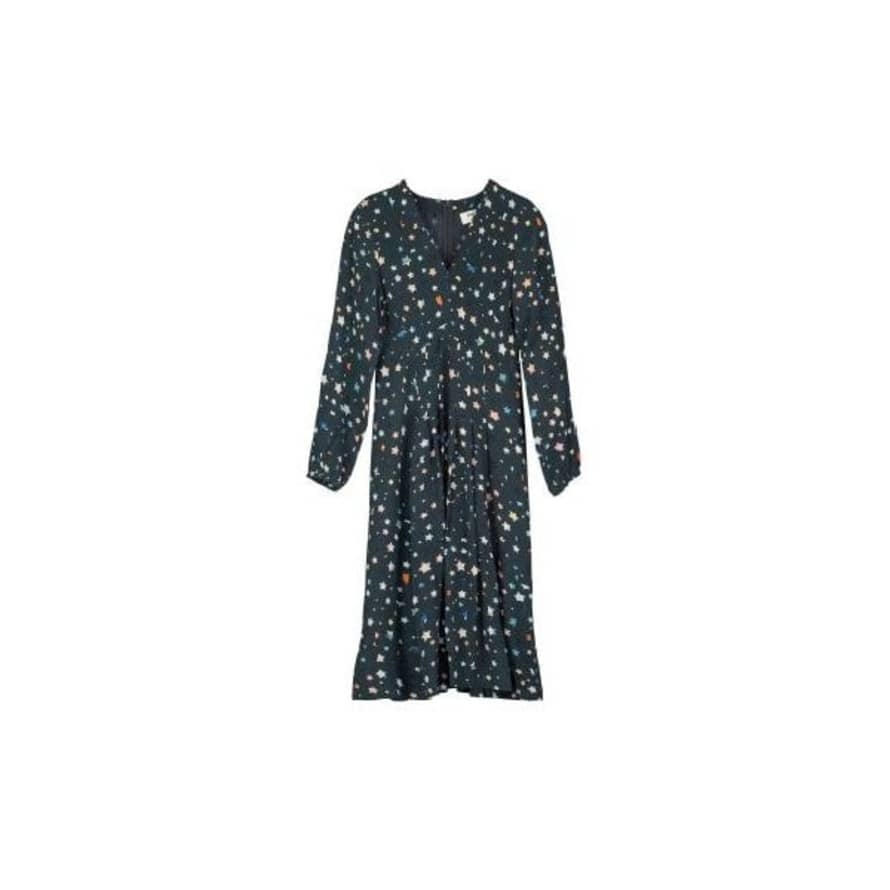 Pyrus  Navy Painted Star Ingrid Printed Dress