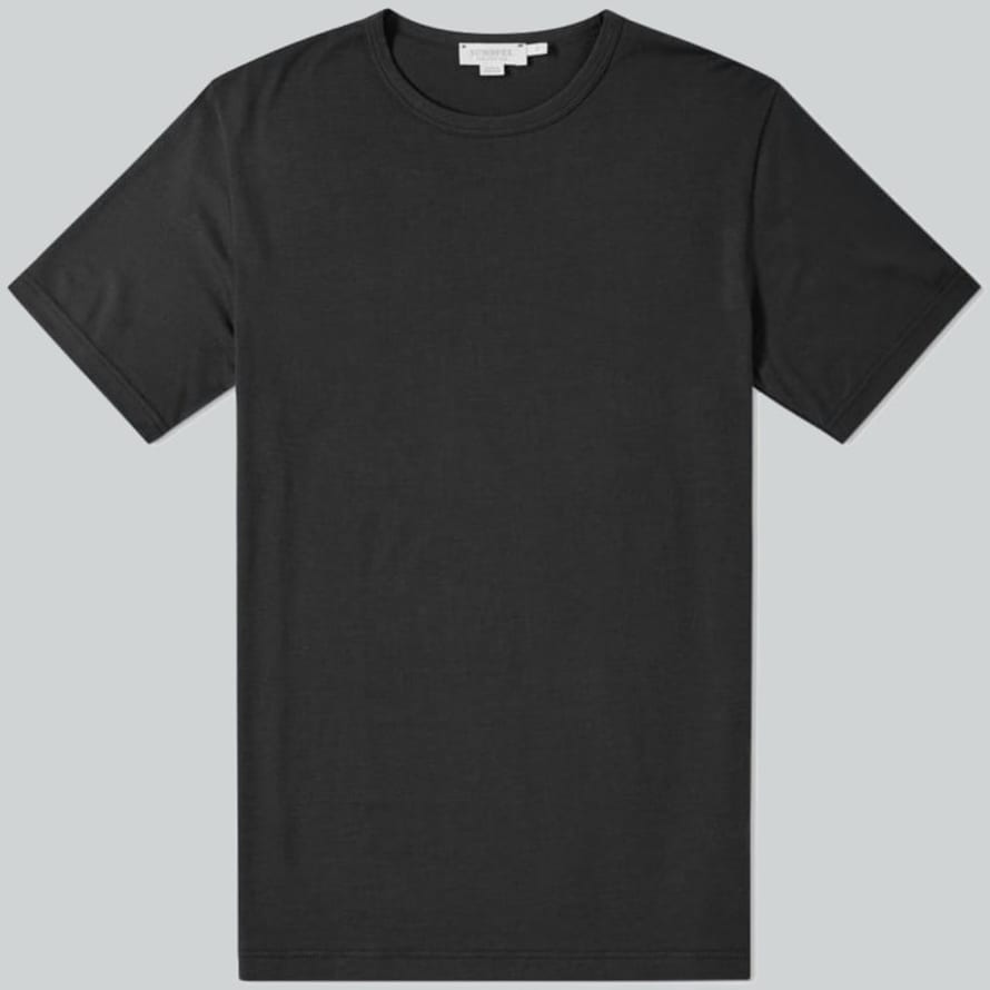 Sunspel Black Classic Crew Neck Tee