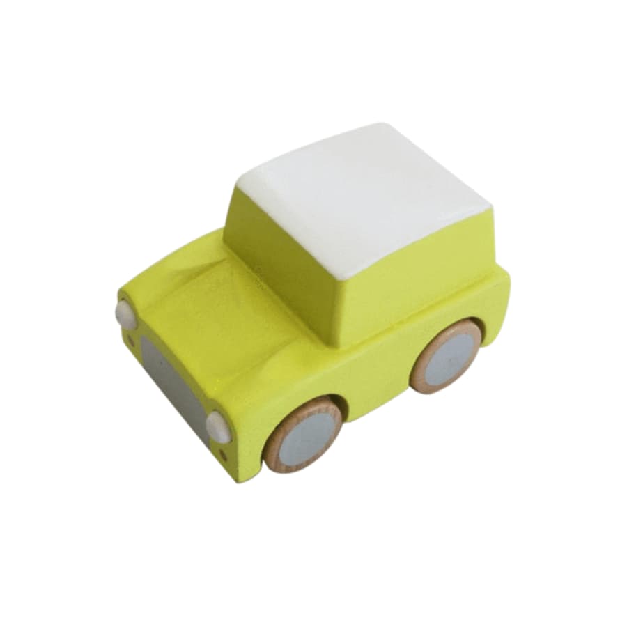 Kiko Yellow Classic Wooden Wind Up Car 