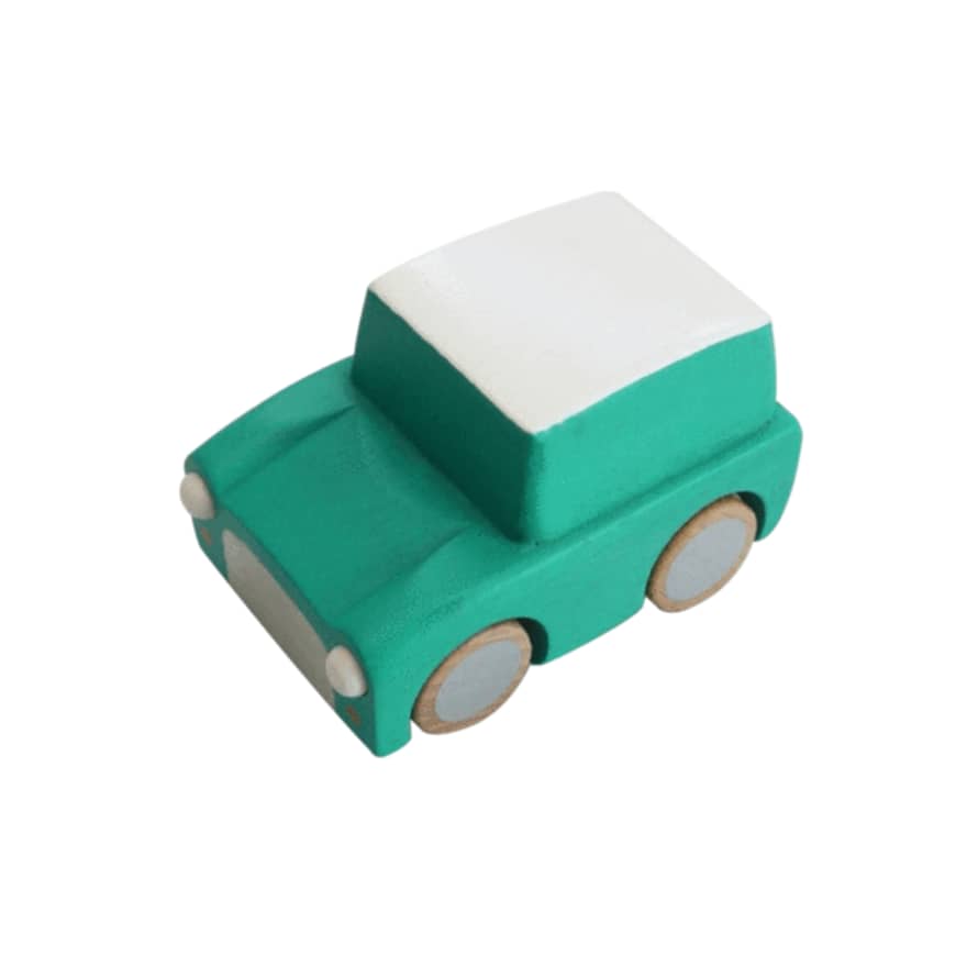 Kiko Green Classic Wooden Wind Up Car 