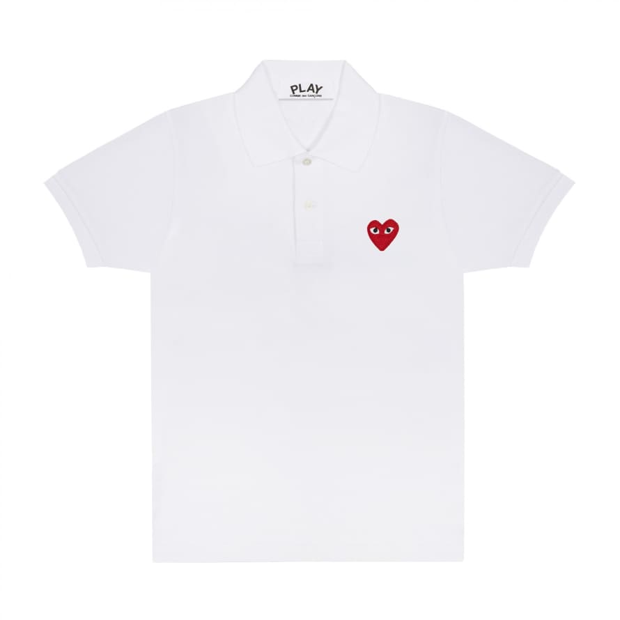 Comme Des Garcons Play CDG Red Play Polo Shirt (White) P1T006