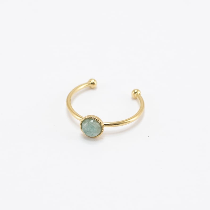 Viadoli Gold-plated Nymphéa ring with Amazonite stone 