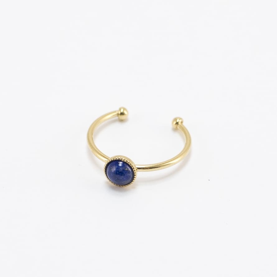 Viadoli Gold Plated With Lapis Lazuli Stone Nymphea Ring 