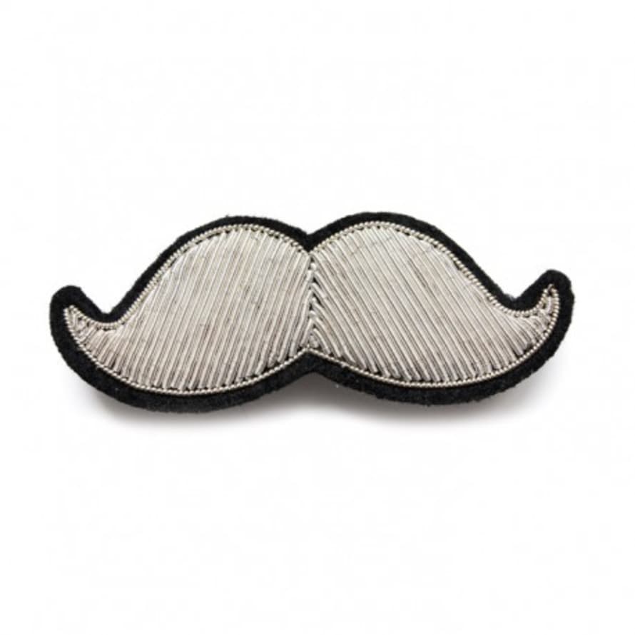 Macon & Lesquoy Silver Hand Embroidered Mustache Brooch