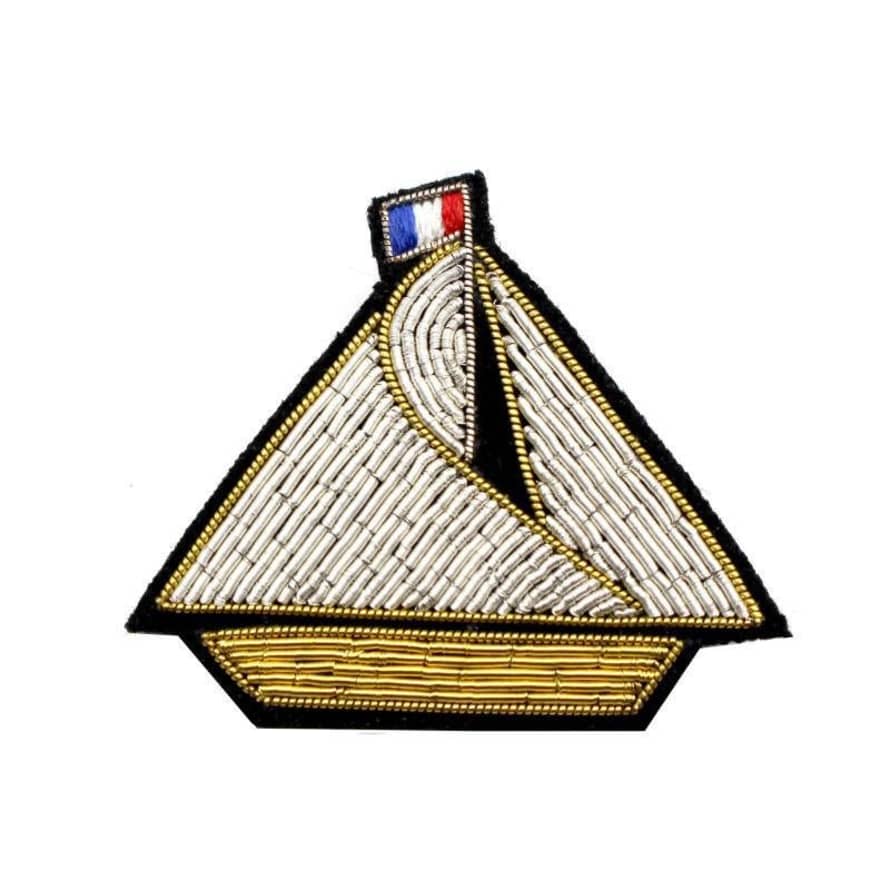 Macon & Lesquoy Hand Embroidered Sailboat Brooch