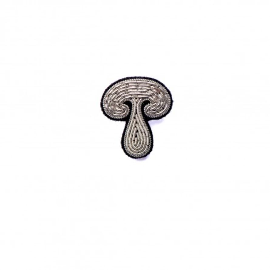 Macon & Lesquoy Hand Embroidered Mushroom Brooch