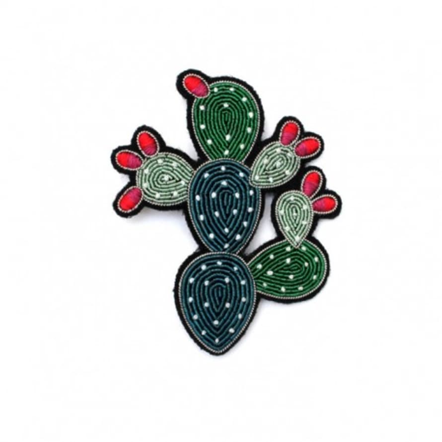 Macon & Lesquoy Hand Embroidered Prickly Pear Brooch