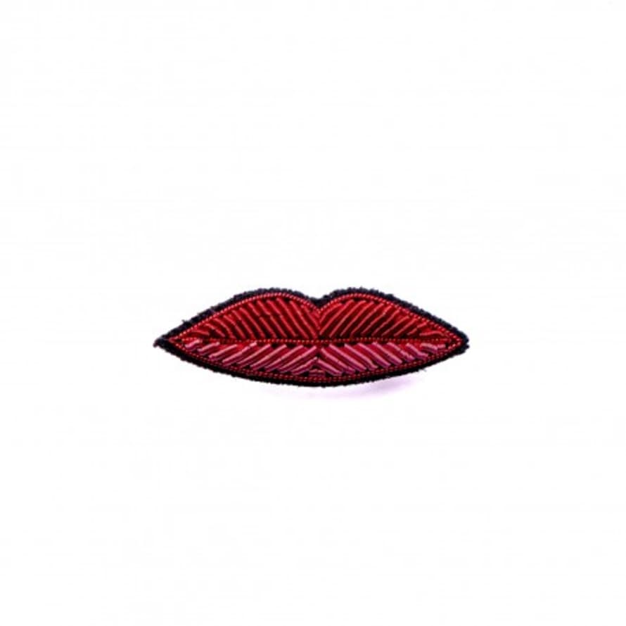 Macon & Lesquoy Hand Embroidered Lips Brooch