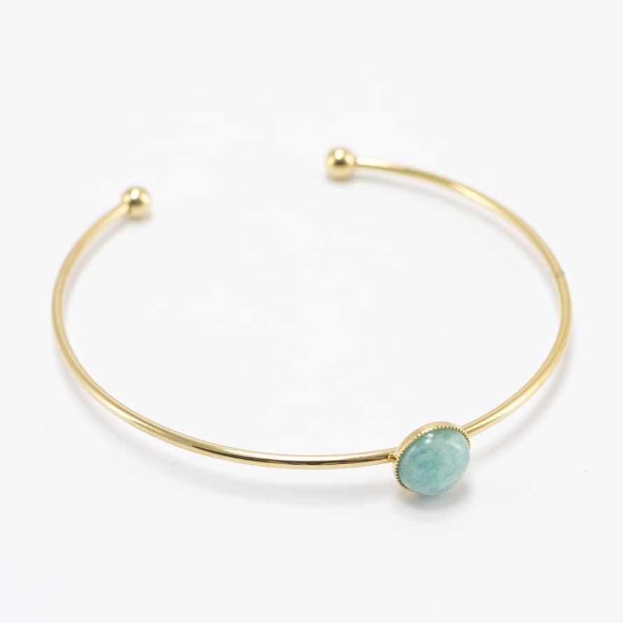 Viadoli Gold Plated With Amazonite Stone Nymphea Bangle 