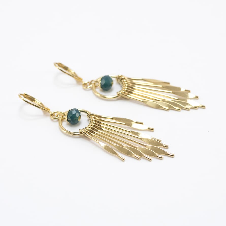 Viadoli Gold Pleated Hippie Earrings 