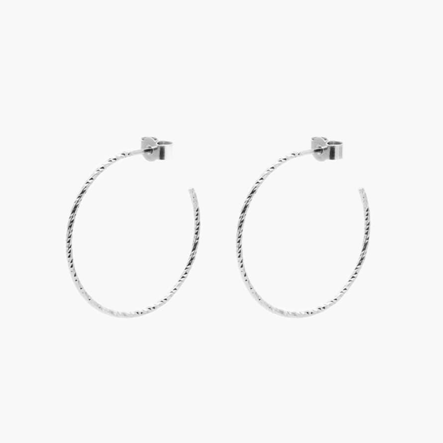 Myia Bonner Large Silver Diamond Hoop Earrings