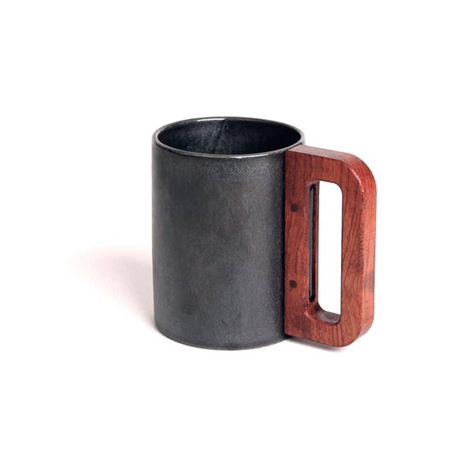 Matímañana Black With Wooden Handle Mug 