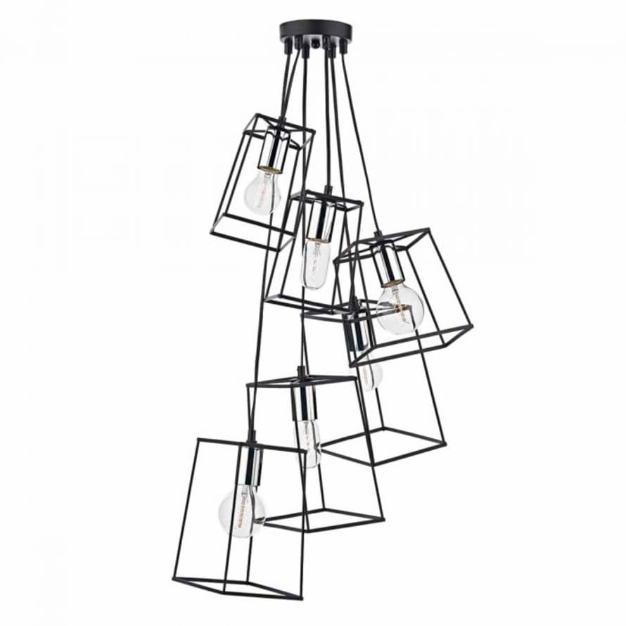 Där Lighting Black & Silver Cluster Tower 6 Pendant Light