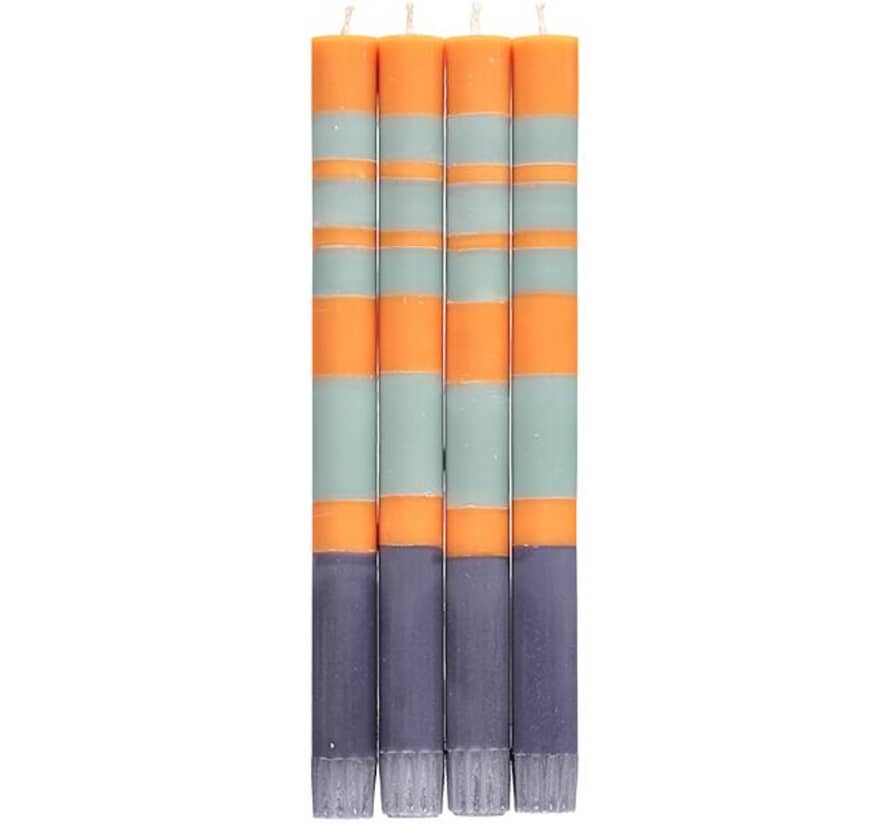 British Colour Standard Three stripe candles (pack of 4) in Gunmetal Grey, Opaline and Marigold